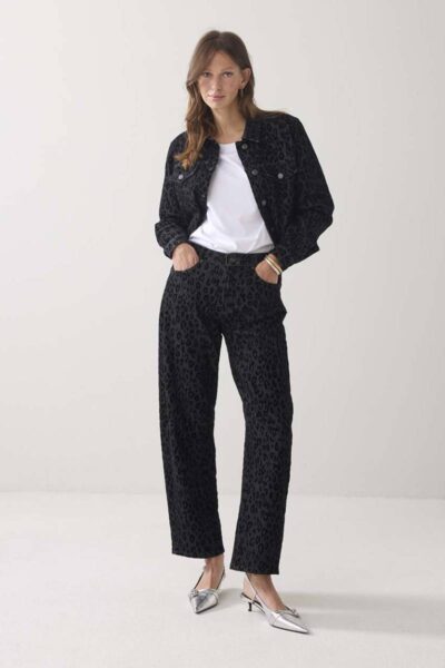 Jeans tapered black denim leopard Summum