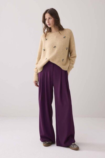 Trousers fluid wineberry Summum