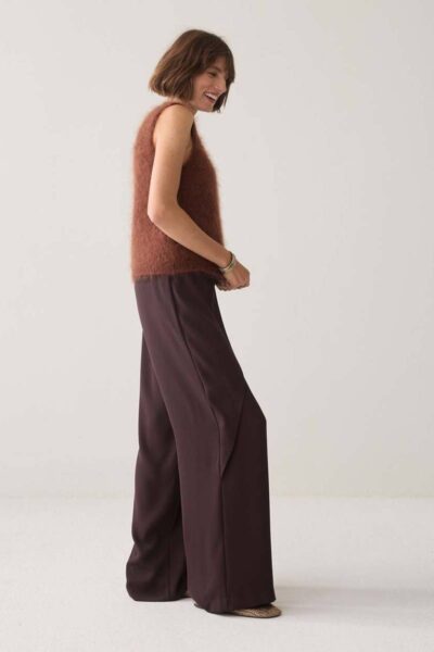 Trousers wrap fluid dark chocolate Summum