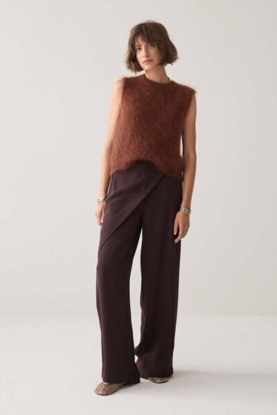 Trousers wrap fluid dark chocolate Summum