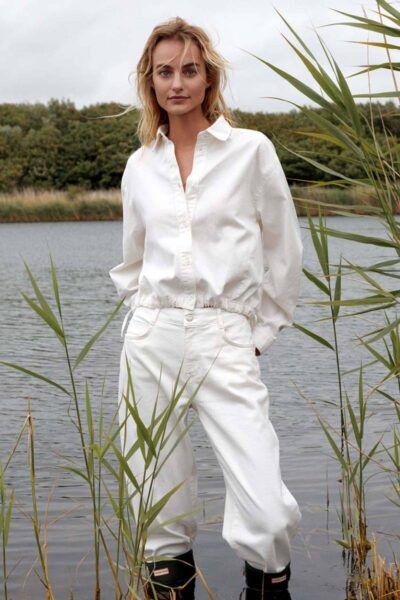 White denim jeans loose fit comfi cotton Summum