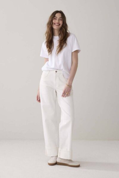 White denim jeans loose fit comfi cotton Summum