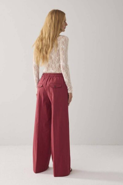 Trousers wide leg cotton brick red Summum