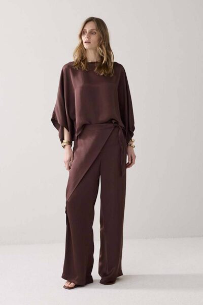 Trousers heavy silky touch coffee Summum