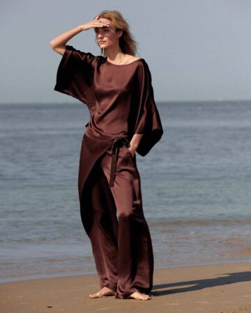 Trousers heavy silky touch coffee Summum