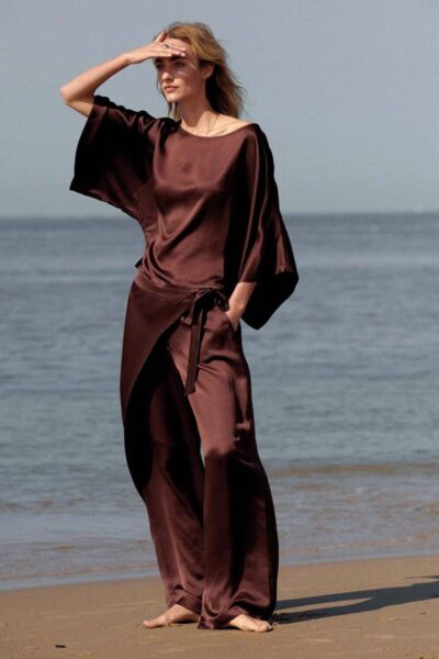 Trousers heavy silky touch coffee Summum