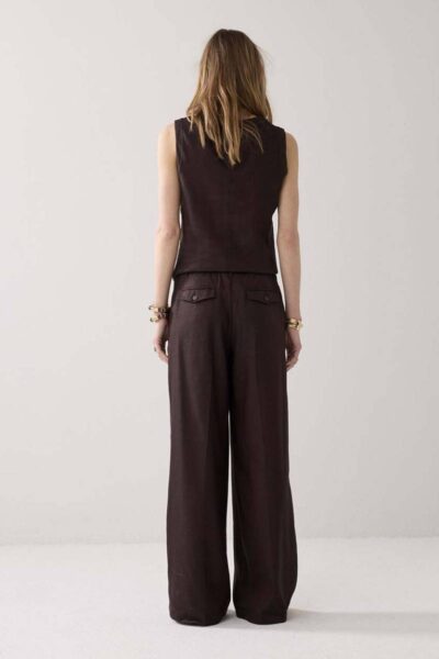 Trousers linen blend coffee Summum