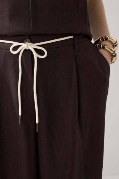 Trousers linen blend coffee Summum
