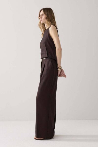 Trousers linen blend coffee Summum