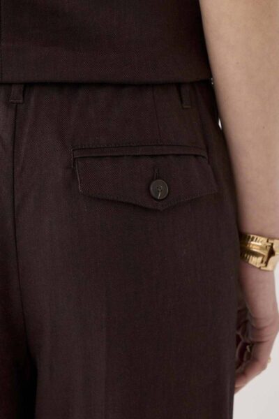 Trousers linen blend coffee Summum