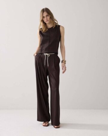 Trousers linen blend coffee Summum