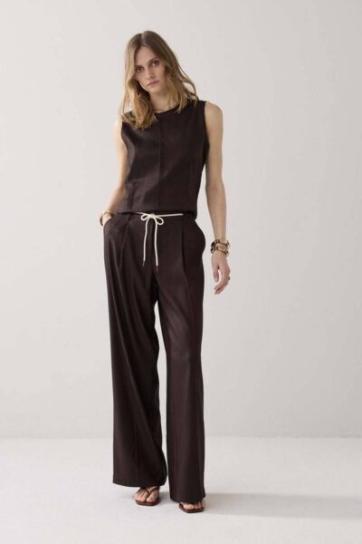 Trousers linen blend coffee Summum