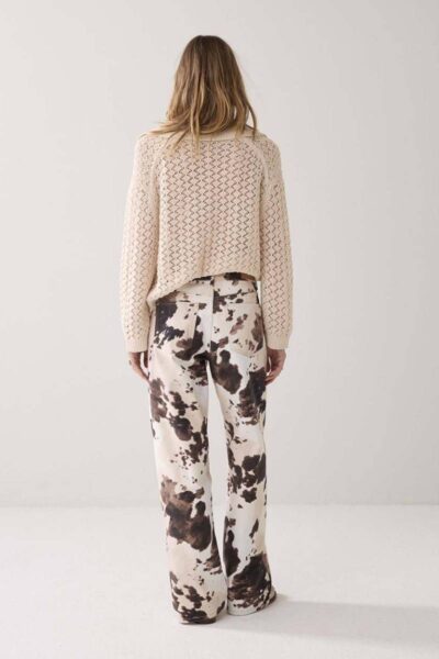 Baggy straight pant cow printed twill multi Summum