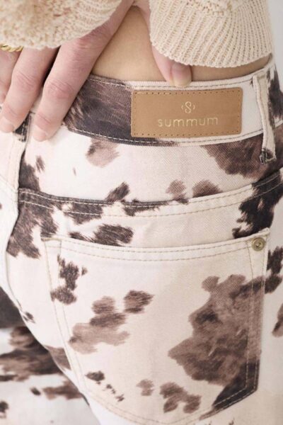 Baggy straight pant cow printed twill multi Summum