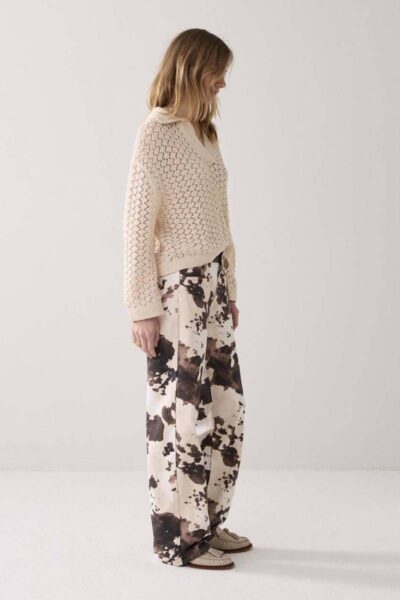 Baggy straight pant cow printed twill multi Summum