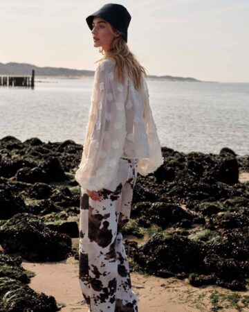 Baggy straight pant cow printed twill multi Summum