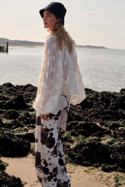 Baggy straight pant cow printed twill multi Summum