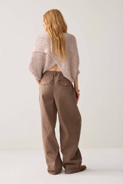 Wideleg pant brisk cotton twill taupe Summum