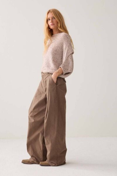 Wideleg pant brisk cotton twill taupe Summum