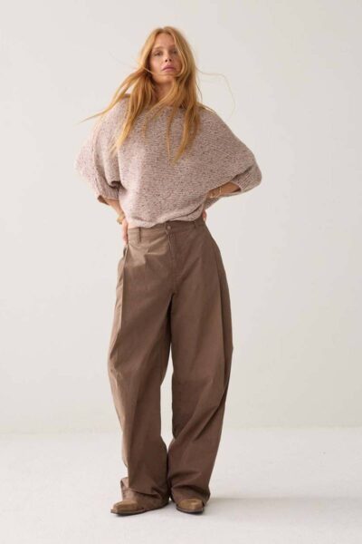 Wideleg pant brisk cotton twill taupe Summum