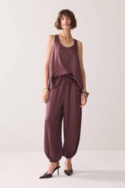Trousers silky deep fig Summum