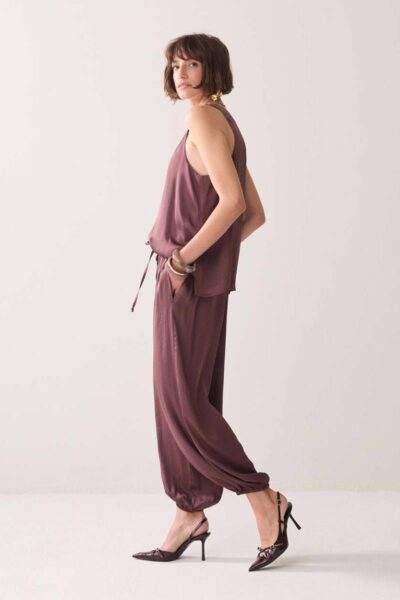 Trousers silky deep fig Summum