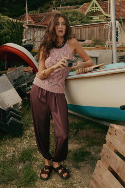 Trousers silky deep fig Summum