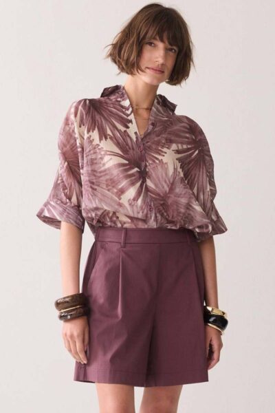 Shorts cotton stretch deep fig Summum