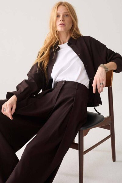 Trousers viscose twill dark chocolate Summum