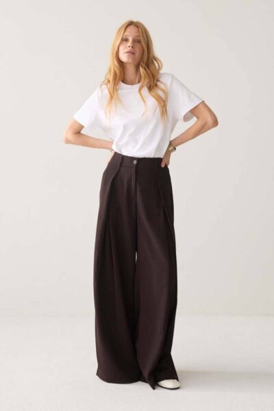 Trousers viscose twill dark chocolate Summum