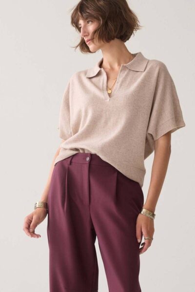 Trousers tapered fit foam dark burgundy Summum