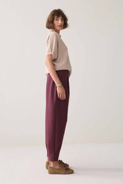 Trousers tapered fit foam dark burgundy Summum