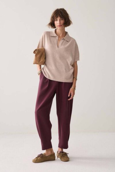 Trousers tapered fit foam dark burgundy Summum