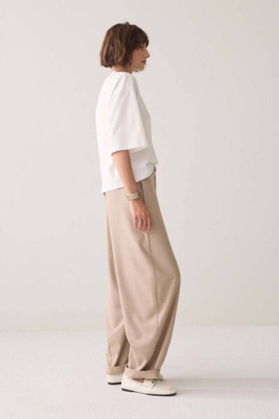 Trousers barrel fit light taupe Summum