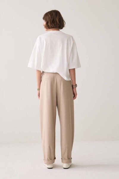 Trousers barrel fit light taupe Summum