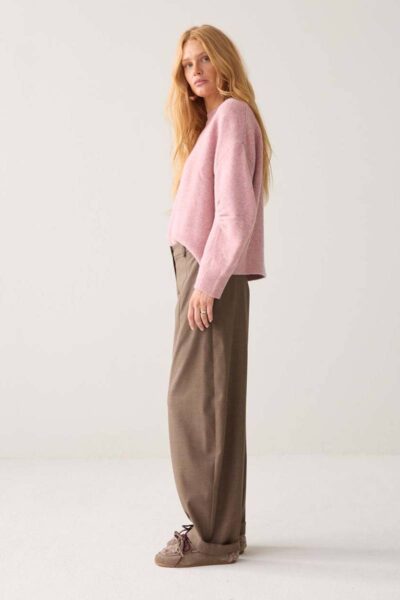 Trousers barrel fit taupe Summum