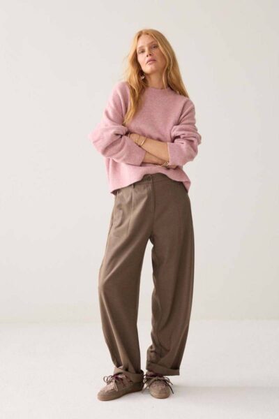 Trousers barrel fit taupe Summum