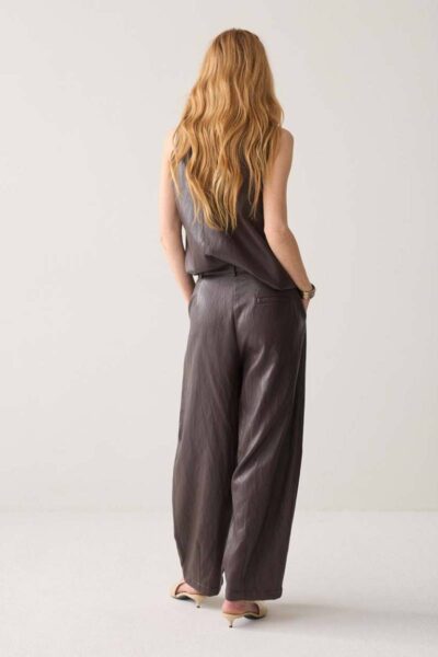 Balloon trouser faux leather dark chocolate Summum