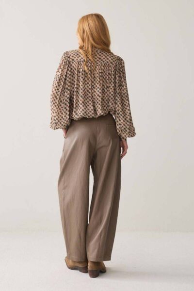 Balloon trouser soft faux leather l-taupe Summum