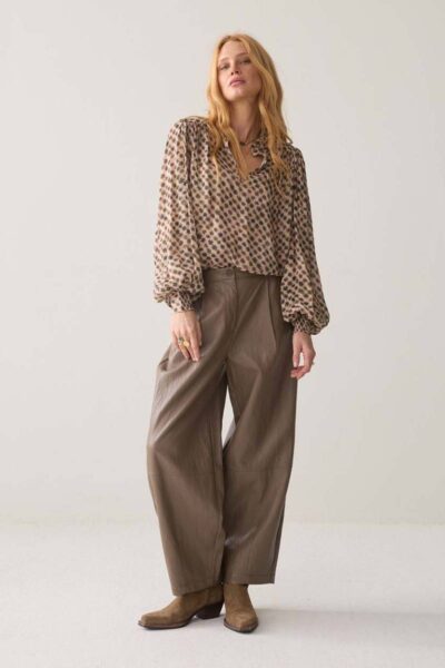 Balloon trouser soft faux leather l-taupe Summum