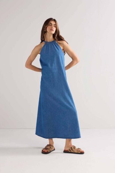 Denim dress light cotton vintage blue Summum