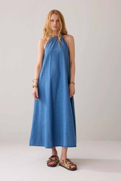 Denim dress light cotton vintage blue Summum