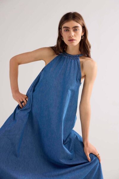 Denim dress light cotton vintage blue Summum