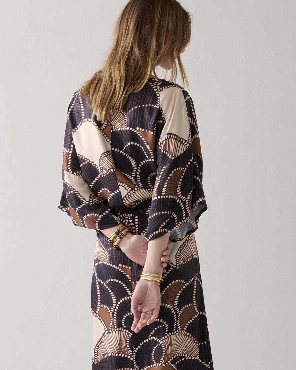 Dress all over twill satin multicolour Summum - Afbeelding 4