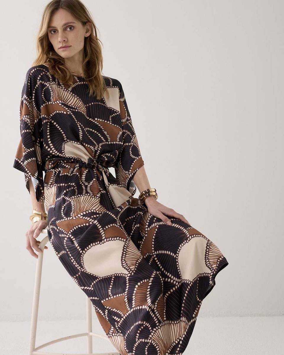 Dress all over twill satin multicolour Summum - Afbeelding 3