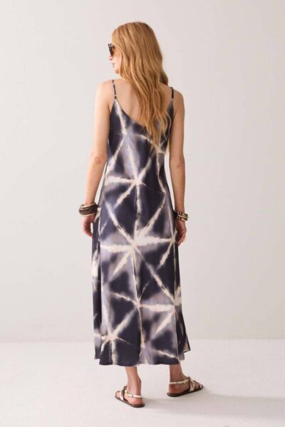 Dress tie dye viscose blue noir Summum
