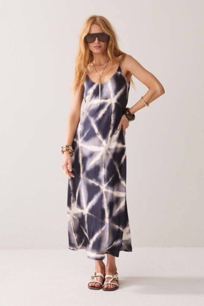 Dress tie dye viscose blue noir Summum