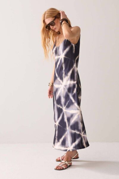 Dress tie dye viscose blue noir Summum