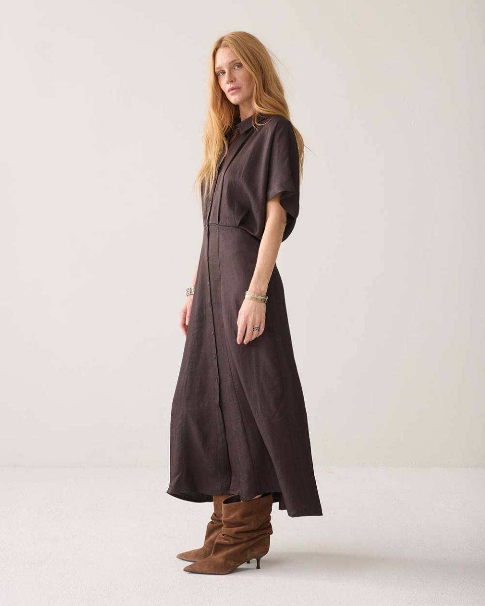 Dress button down light twill dark chocolat Summum - Afbeelding 3