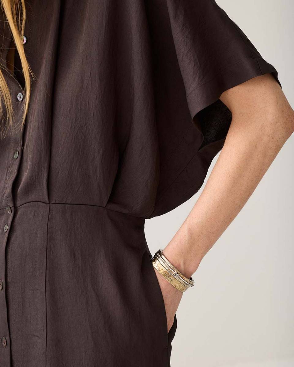 Dress button down light twill dark chocolat Summum - Afbeelding 5